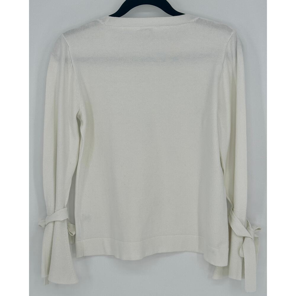 J. Crew Tied Bell Sleeve White Sweater Size M - Picture 2 of 4